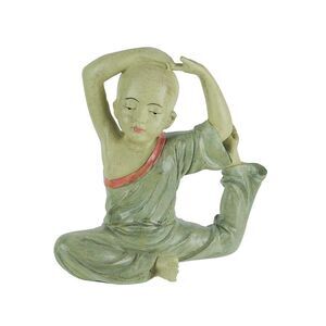 Stunning Aged Finish Child Monk Yoga Pigeon Pose Statue 8 Inches High